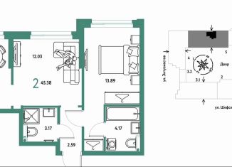 Продам 2-ком. квартиру, 45.4 м2, Екатеринбург, Шефская улица, 28