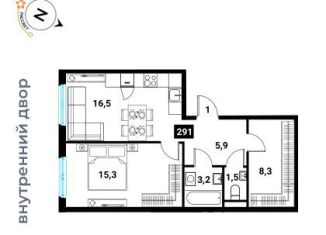 Продается 1-ком. квартира, 50.7 м2, Москва, ЖК Западный Порт