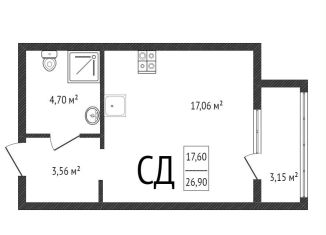 Продажа квартиры студии, 26.9 м2, Владимирская область, улица Строителей, 43/1