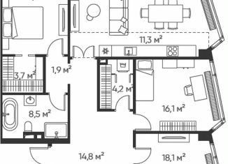 Продажа четырехкомнатной квартиры, 123.2 м2, Москва, метро Серпуховская