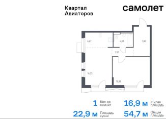 Продается 1-комнатная квартира, 54.7 м2, Балашиха, жилой комплекс Квартал Авиаторов, к8