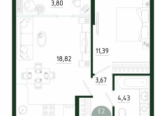 Продажа 1-ком. квартиры, 42.1 м2, Тула