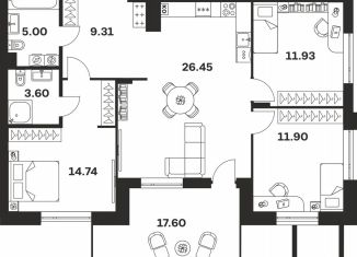 Продаю 3-ком. квартиру, 101.2 м2, Тула, Центральный территориальный округ