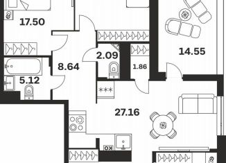 Продается 3-комнатная квартира, 121.5 м2, Тула