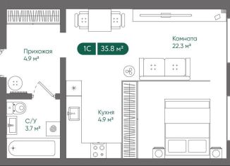 Продам квартиру студию, 36.8 м2, Новосибирск, Рубежная улица, 60