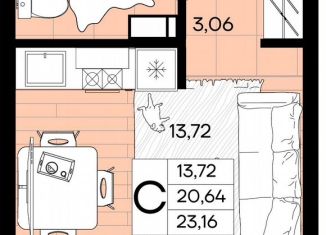 Продается квартира студия, 23.2 м2, Краснодар