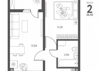 Продается 1-комнатная квартира, 36.9 м2, Липецкая область, улица Перова, 2Д