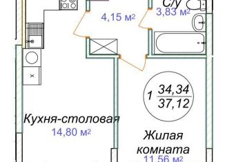 Продам 1-комнатную квартиру, 37.1 м2, Минеральные Воды