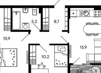 Продам 2-комнатную квартиру, 59.9 м2, Пензенская область, улица Измайлова, 38к4