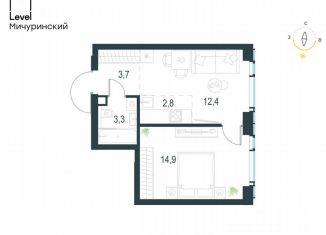 Продается 2-комнатная квартира, 37.1 м2, Москва, метро Мичуринский проспект, жилой комплекс Левел Мичуринский, к3