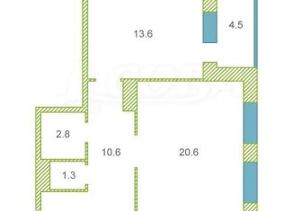 Продается однокомнатная квартира, 49.1 м2, Тюмень, улица Мельникайте, 2к8, Центральный округ