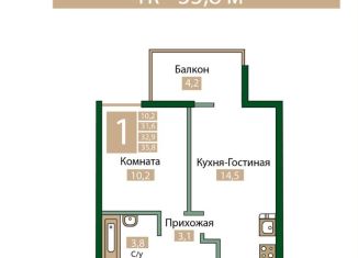 Продам 1-комнатную квартиру, 35.8 м2, Симферополь, ЖК Лаванда, улица Никанорова, 4