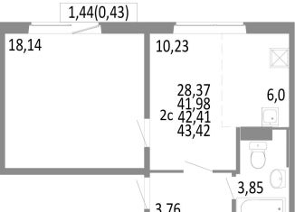 Продам двухкомнатную квартиру, 42.4 м2, Челябинск