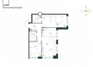 Продам 3-комнатную квартиру, 71.9 м2, Москва, жилой комплекс Левел Южнопортовая, 1