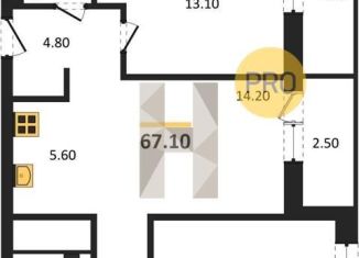 Продаю 2-ком. квартиру, 67.1 м2, Новосибирск