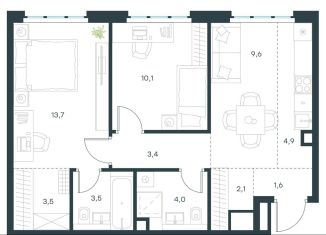 Продается 3-ком. квартира, 56.4 м2, Москва, жилой комплекс Левел Южнопортовая, 13