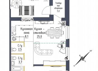 Продам двухкомнатную квартиру, 70.2 м2, Екатеринбург, метро Проспект Космонавтов