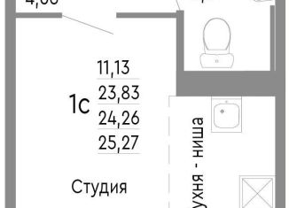 Продажа однокомнатной квартиры, 24.3 м2, Челябинск, Советский район, Нефтебазовая улица, 1к2