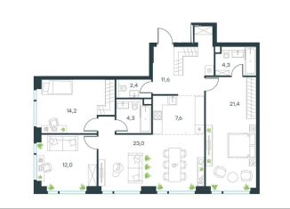 Продается 4-комнатная квартира, 100.8 м2, Москва, жилой комплекс Левел Мичуринский, к4, метро Мичуринский проспект