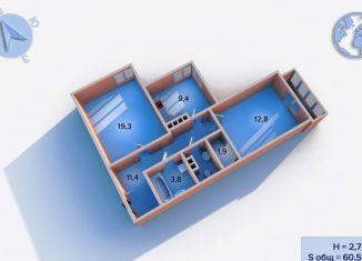 Продается 2-комнатная квартира, 60.5 м2, Санкт-Петербург, Новосельковская улица, 3, Приморский район