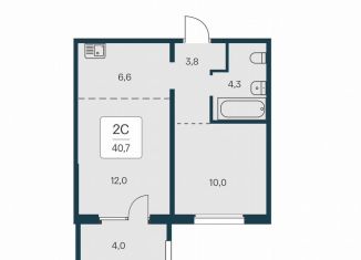 Двухкомнатная квартира на продажу, 40.7 м2, Новосибирск, Игарская улица, 6