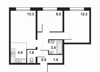 Продажа трехкомнатной квартиры, 51.8 м2, Кировская область, Прибрежный бульвар, 6