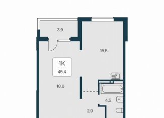 Продается 1-комнатная квартира, 45.4 м2, Новосибирск, Игарская улица, 6