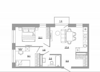 Продается двухкомнатная квартира, 51.5 м2, Екатеринбург, метро Чкаловская