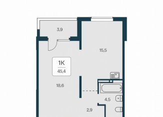 Продам 1-комнатную квартиру, 45.4 м2, Новосибирск, Игарская улица, 6