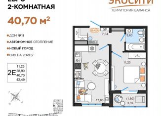 Продажа 2-ком. квартиры, 40.7 м2, Ульяновская область, жилой комплекс ЭкоСити, 11