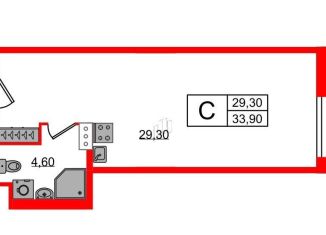 Продаю квартиру студию, 34 м2, Санкт-Петербург, Синопская набережная, 22, Центральный район