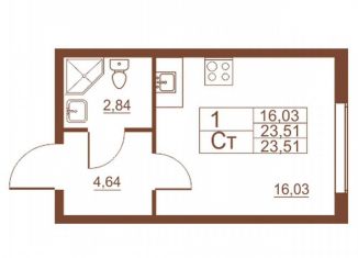 Продается квартира студия, 22.9 м2, Санкт-Петербург, Московское шоссе, 262к4