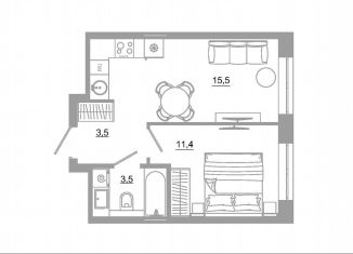 Продам 1-комнатную квартиру, 33.9 м2, Екатеринбург, метро Чкаловская