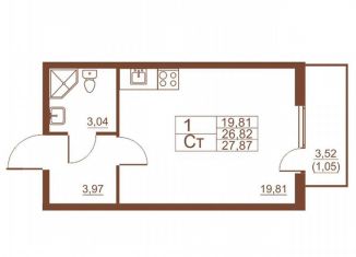 Продажа квартиры студии, 26.8 м2, Санкт-Петербург, Московское шоссе, 262к4