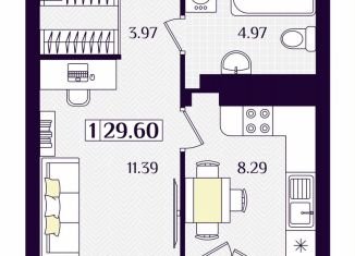 Продается 1-ком. квартира, 29.6 м2, Гурьевск, Краковский бульвар, 16, ЖК Новая Резиденция