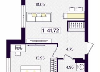 Продажа 1-ком. квартиры, 41.7 м2, Гурьевск, Краковский бульвар, 16, ЖК Новая Резиденция