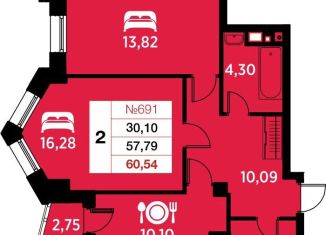 Продаю 2-комнатную квартиру, 60.5 м2, Калининград, улица Гайдара, 90