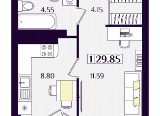 Продам однокомнатную квартиру, 29.9 м2, Гурьевск, Краковский бульвар, 16, ЖК Новая Резиденция