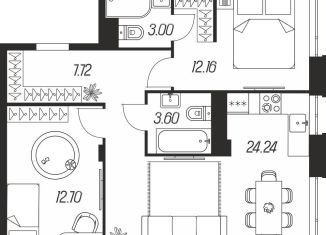 Продается двухкомнатная квартира, 63.4 м2, Тула, Зареченский территориальный округ