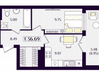 Продается однокомнатная квартира, 36.7 м2, Гурьевск, Краковский бульвар, 16, ЖК Новая Резиденция