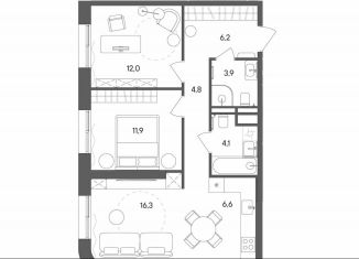 Продажа 2-комнатной квартиры, 65.8 м2, Москва, ВАО, улица Матросская Тишина, 1Ас71