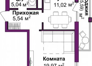 Продам 1-комнатную квартиру, 44.4 м2, Симферополь