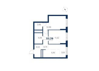 Продам 2-ком. квартиру, 53.3 м2, Екатеринбург, улица Титова, 19/42И, метро Ботаническая