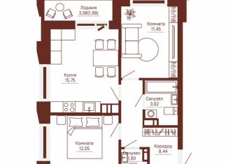 Продам двухкомнатную квартиру, 55.5 м2, Пермь, Кронштадтская улица, 39