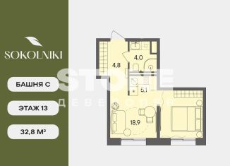 Продам 1-ком. квартиру, 32.8 м2, Москва, улица Матросская Тишина, 1Ас71, метро Электрозаводская