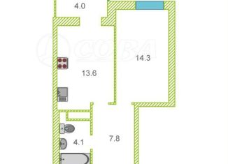 Продается 1-ком. квартира, 40.3 м2, Тюмень, Линейная улица, 23, Восточный округ