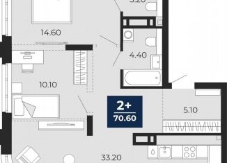 Продаю 2-комнатную квартиру, 70.6 м2, Тюмень, Центральный округ