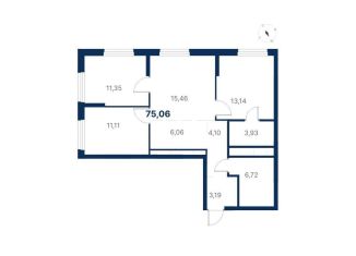 Продажа 3-ком. квартиры, 75.1 м2, Свердловская область, улица Титова, 19/42И