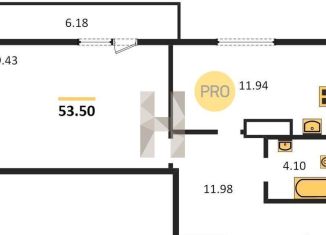 Продается 1-комнатная квартира, 53.5 м2, Новосибирск, улица Зорге, 229/3