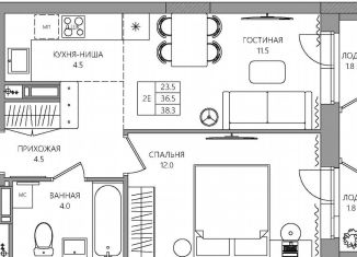 Продам 2-ком. квартиру, 38.3 м2, Пермь, 3-я Нейвинская улица, 5